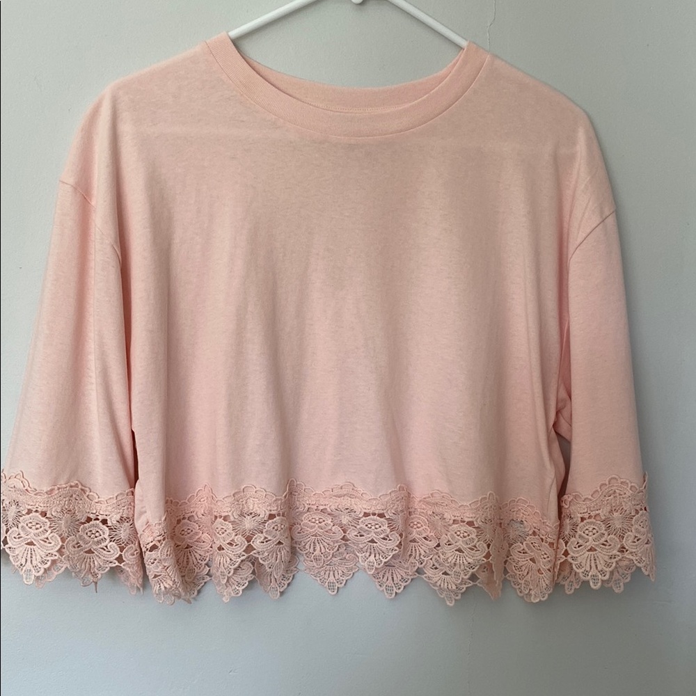 Topshop Pink Boxy Crop Blouse